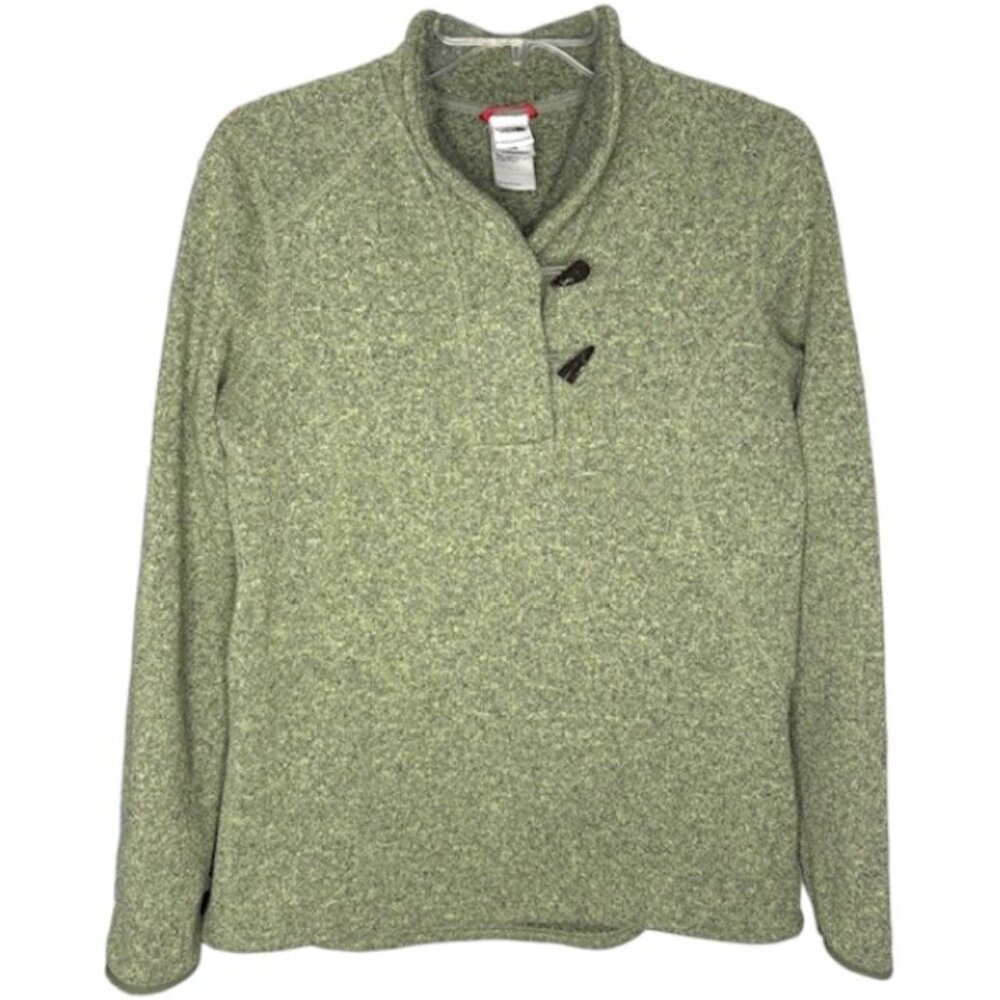 The North Face Shawl Collar 2-Button Fleece Lined Sweater - Olive/Gray - L